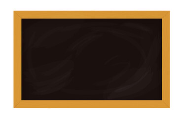 Black school board with wooden frame isolated on white background. Empty chalkboard for classroom or restaurant menu. Vector template for design