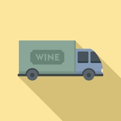 Wine truck icon. Flat illustration of wine truck vector icon for web design