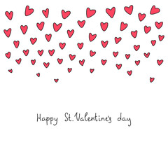 St. Valentines Day concept. Cute doodle illustration with hearts and hand written wish. Can be used as a greeting card or background. Vector 10 EPS.
