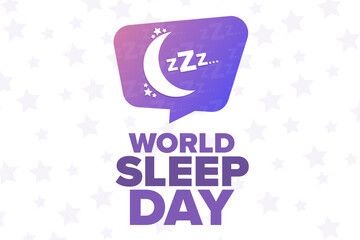 World Sleep Day. Holiday concept. Template for background, banner, card, poster with text inscription. Vector EPS10 illustration.