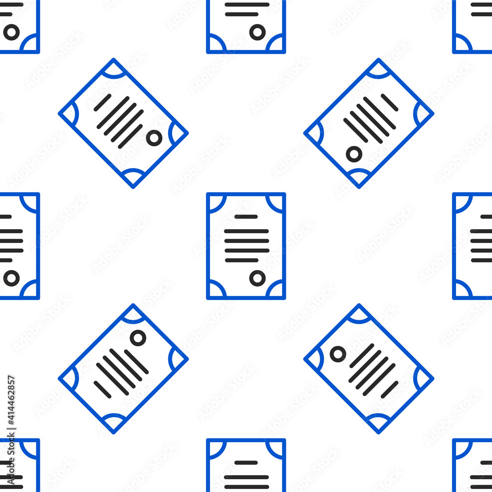 Poster line death certificate icon isolated seamless pattern on white background. colorful outline concept.