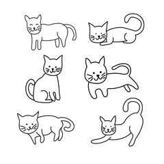 hand drawn cute cat cartoon collection