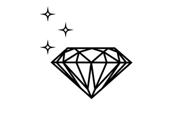 Brilliant, diamond outline icon. Crystal logo, sign for mobile concept and web design. 