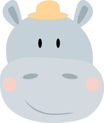 Portrait of cute hippopotamus in cartoon style