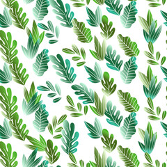 Floral seamless pattern with exotic leaves, modern background. Tropic colorful gradient branches. Fashion vector stock illustration for wallpaper, posters, card, fabric, textile.