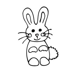 Fototapeta na wymiar Vector sweet rabbit, bunny Happy easters day black and white isolated, hand drawning, for card, spring holliday
