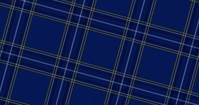 Looped background in blue tones on the theme of tartan fabric with animated stripes. Simple minimalistic background for underlay in mockup