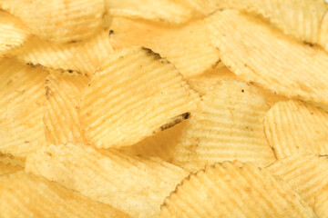 Potato chips background. Food background. 
