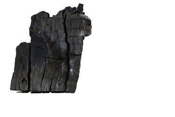 Hardwood charcoal, traditional from nature burning isolated on white background