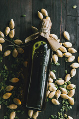 Ecological products. Pumpkin oil, pumpkin seeds. Healthy eating. Natural products.