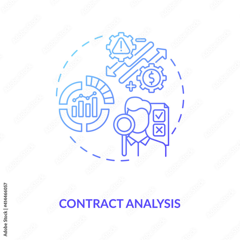 Poster contract analysis concept icon. contract lifecycle steps. review pricing and payment conditions betw