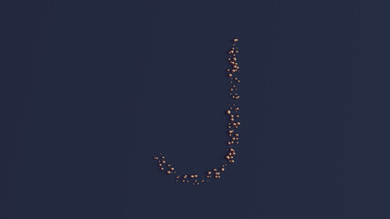 Typeface Letter J Symbol Formed out of Bronze Spheres 3d illustration render	
