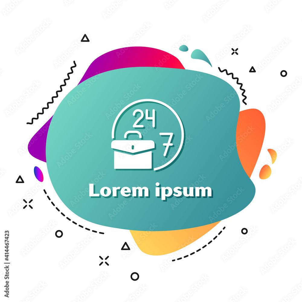 Poster white always busy icon isolated on white background. abstract banner with liquid shapes. vector.