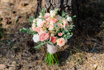 Fototapeta na wymiar Flower bouquet for a wedding, Valentine's Day, Women's Day and Mother's Day.