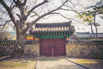Traditional Korean Wall in Gyeongju, South Korea