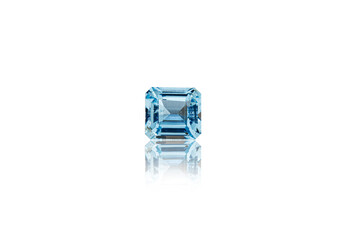 macro stone mineral faceted aquamarine on a white background