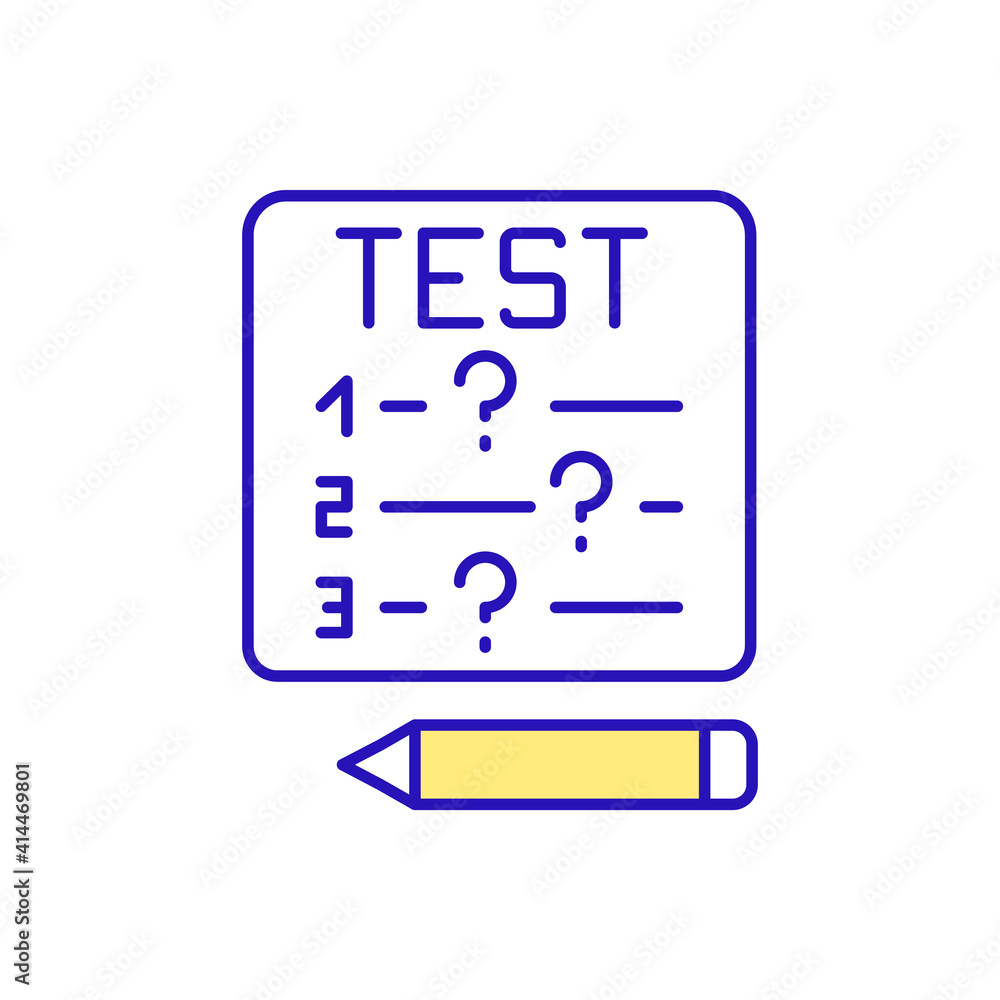 Poster test prep rgb color icon. exam preparation. educational course. tutoring service. online practice. p