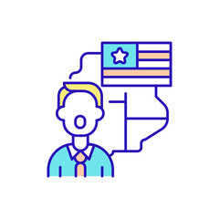 Native English speakers RGB color icon. American accent training. Speaking language easily and correctly. English pronunciation and fluency course. Language proficiency. Isolated vector illustration