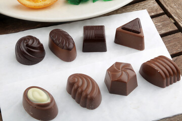 chocolate bonbon candies as sweet gift