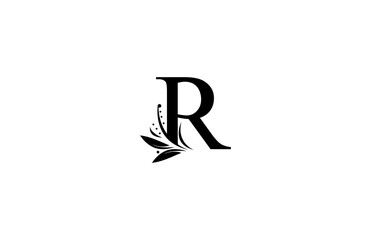 Monogram Flourishes Letter R Logo Manual Elegant Minimalism Sign Vector