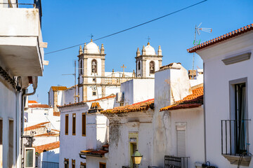 Fototapeta na wymiar Cityscape of Campo Maior with Saint John the Baptist church, Alentejo, Portugal