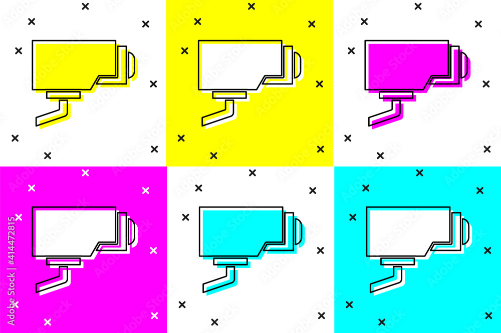 Poster Set Security camera icon isolated on color background. Vector.