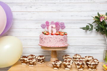 Children's birthday cake with candles