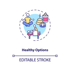 Healthy options concept icon. Business travel during covid pandemic idea thin line illustration. New travel conditions. Business trip. Vector isolated outline RGB color drawing. Editable stroke