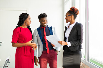 team of young african people in the office 