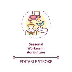 Seasonal workers in agriculture concept icon. Travel ban exemption categories idea thin line illustration. New traveling rules. Vector isolated outline RGB color drawing. Editable stroke