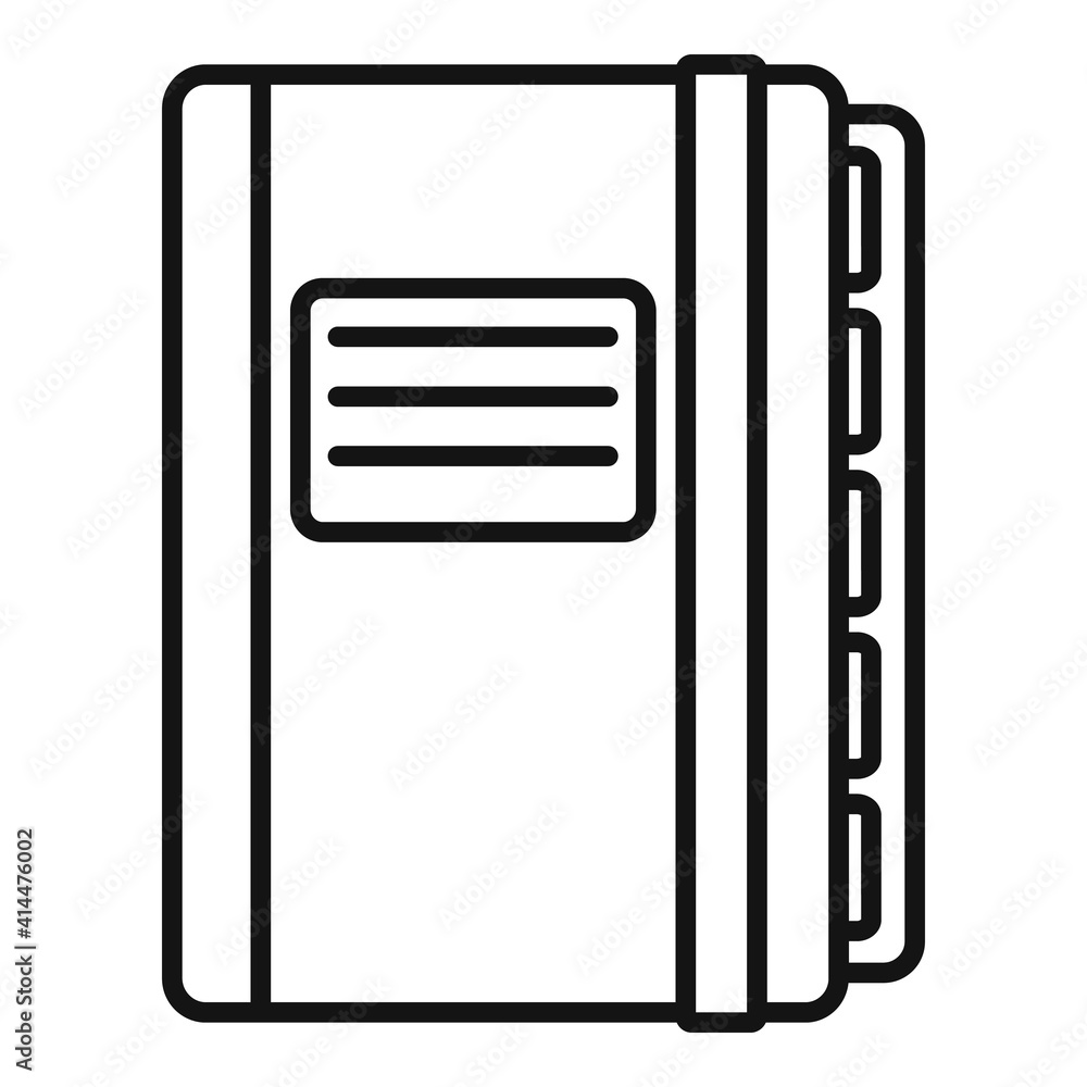 Poster office manager closed notebook icon. outline office manager closed notebook vector icon for web desi