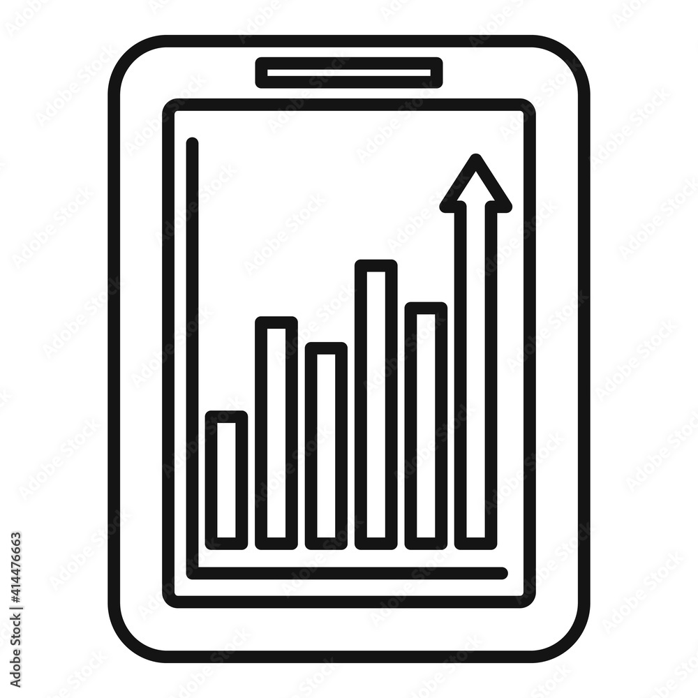 Poster office manager tablet graph icon. outline office manager tablet graph vector icon for web design iso