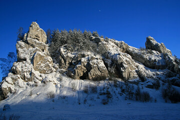 Rock formations in Kobylanska valley in Polish Jura, Poland