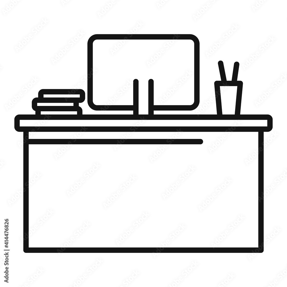 Poster office manager desktop icon. outline office manager desktop vector icon for web design isolated on w