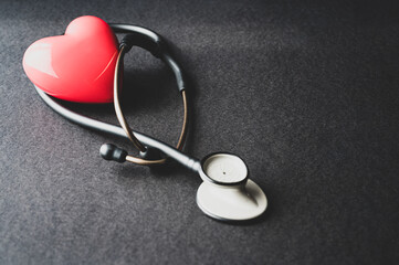 Heart shaped object and stethoscope. Symbol of love from the Medical Team.