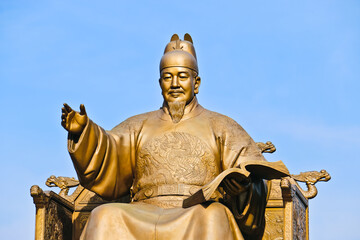 Statue of King Sejong, who invented Korea characters, Seoul korea