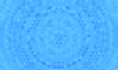 Blue abstract geometric triangle polygons background style. Regular triangular backdrop. Stained glass pattern back style. Transparent triangular shapes with original geometric pattern