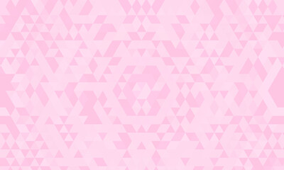 Pink abstract geometric triangle polygons background style. Regular triangular backdrop. Stained glass pattern back style. Transparent triangular shapes with original geometric pattern