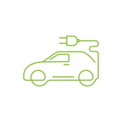 Electric car, green car icon logo design vector concept. Thin line electrical car icon isolated on white background