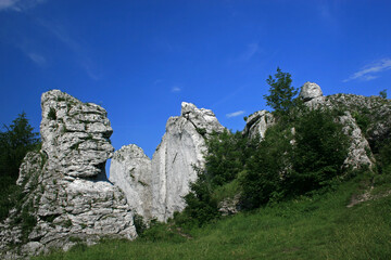 Rock formations in Polish Jura near Ogrodzieniec Castle, Poland