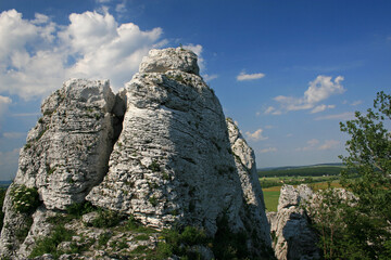 Rock formations in Polish Jura near Ogrodzieniec Castle, Poland