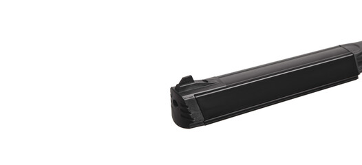 Pneumatic rifle isolated on white back. Rifle with optical sight. Weapons for sports, hunting and entertainment.