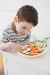 Toddler caucasian boy with cookies