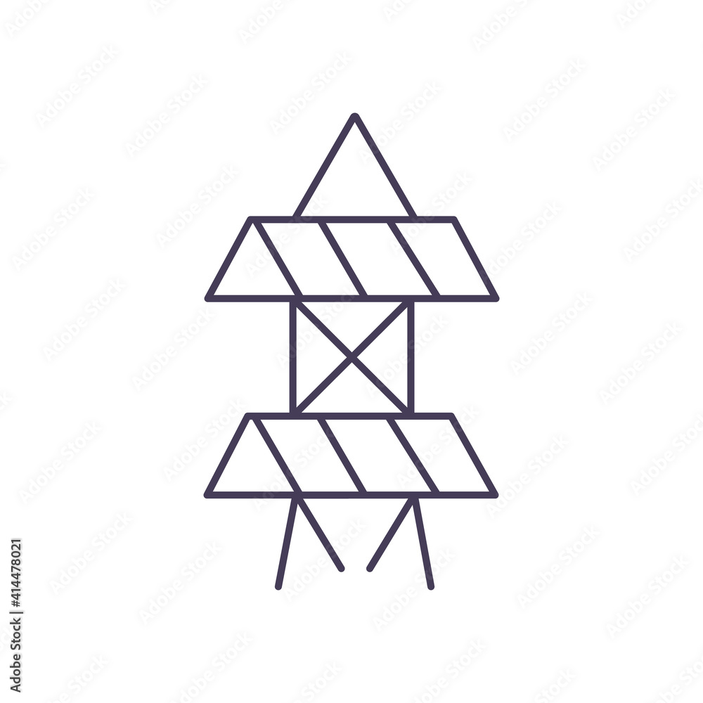 Poster energy tower linear icon. thin line customizable illustration. power generation device. combination 