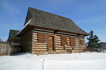Old historical wooden house in Czorsztyn, Pieniny Mountains, Poland 