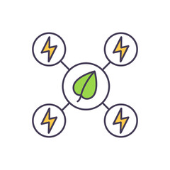 Energy deriving from biomass and biofuel RGB color icon. Organic materials absorbing sunlight and storing in chemical energy. Liquid and gaseous fuels. Isolated vector illustration