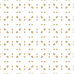Vector minimalist seamless pattern. Gold and white minimal geometric ornament, abstract golden floral background texture. Simple luxury ornate wallpapers with small flower silhouettes. Repeat design