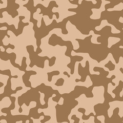 Brown beige camouflage seamless pattern. Modern military two color camo texture. Desert masking color. Stock vector illustration.