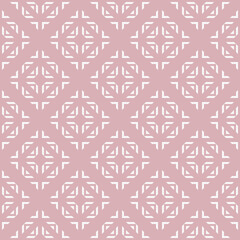 Vector geometric ornamental seamless pattern. Ethnic tribal style ornament. Abstract texture with squares, crosses, triangles, rhombuses. Folk style repeat geometrical background. Soft pink color