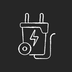 Waste-to-energy chalk white icon on black background. Energy-from-waste. Processing into fuel source. Garbage and trash. Energy generation process. Isolated vector chalkboard illustration